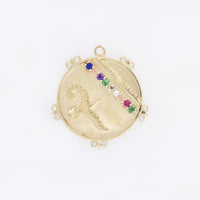 Large (25mm) Lily Dove Medallion with Diamond Florets - "Love Adore" - 9 Stones