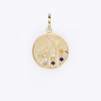 Small (18mm) Mountain Medallion - "Always You" Message - 9 Stones