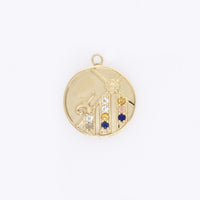 Small (18mm) Mountain Medallion - "Always You" Message - 9 Stones