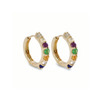 Petite (15mm) "Love You" Gemstone Huggies - 7 Stones