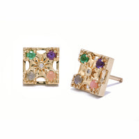 Harmony (9mm) "LOVE" Gemstone Stud Earrings - 4 Stones