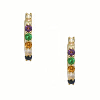 "Love You" (20mm) Gemstone Huggies - 7 Stones