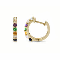 "Love You" (20mm) Gemstone Huggies - 7 Stones