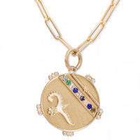 Large (25mm) Lily Dove Medallion with Diamond Florets - "Beautiful" - 9 Stones