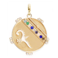 Large (25mm) Lily Dove Medallion with Diamond Florets - "Beautiful" - 9 Stones