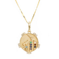 Medium (20mm) Mountain Medallion With Florets - "Blessings" Message - 9 Stones