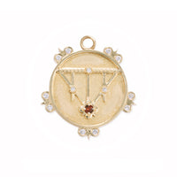 Small (18mm) Lace Shield Medallion with Diamond Florets - 1 Stone or Birthstone
