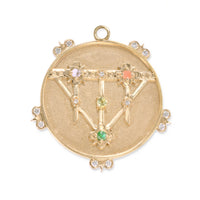 Custom - Large (25mm) Lace Shield Medallion With Florets - 7 Stones