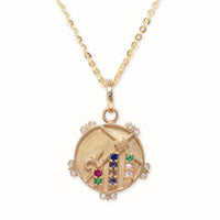Medium (20mm) Mountain Medallion With Florets - "Resilient" Message - 9 Stones