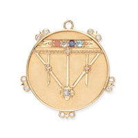 Large (25mm) Lace Shield Medallion With Florets - "Faith" - 5 Stones