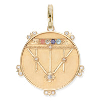 Large (25mm) Lace Shield Medallion With Florets - "Faith" - 5 Stones