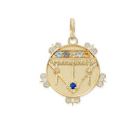 Small (18mm) Lace Shield Medallion With Florets - "Always" - 6 Stones