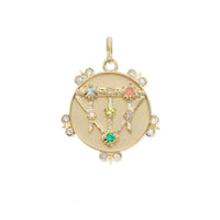Small (18mm) Lace Shield Medallion With Florets - "Hope" - 4 Stones