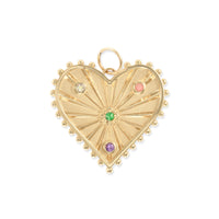 Large (25mm) Beaded Radiant Heart Gemstone Medallion "Love"