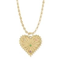 Large (25mm) Beaded Radiant Heart Gemstone Medallion "Love"