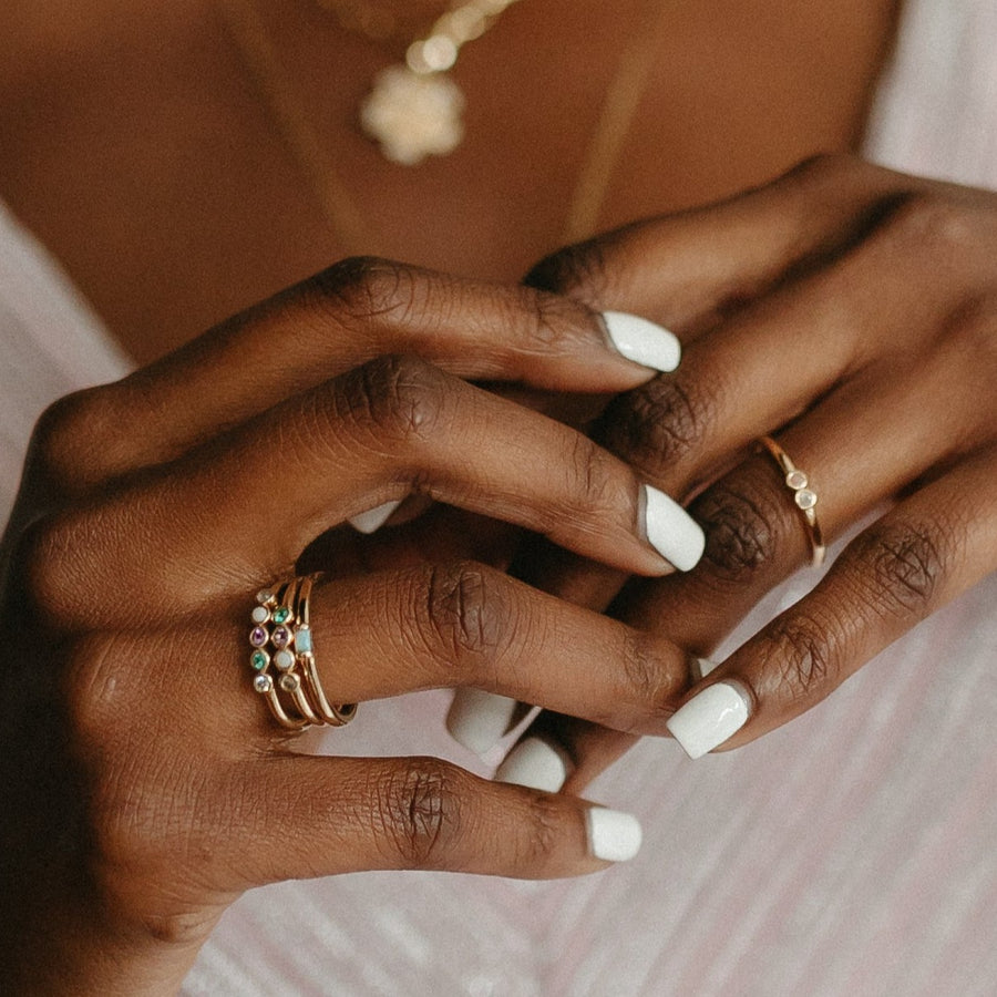 Single Baguette Birthstone Stack Ring