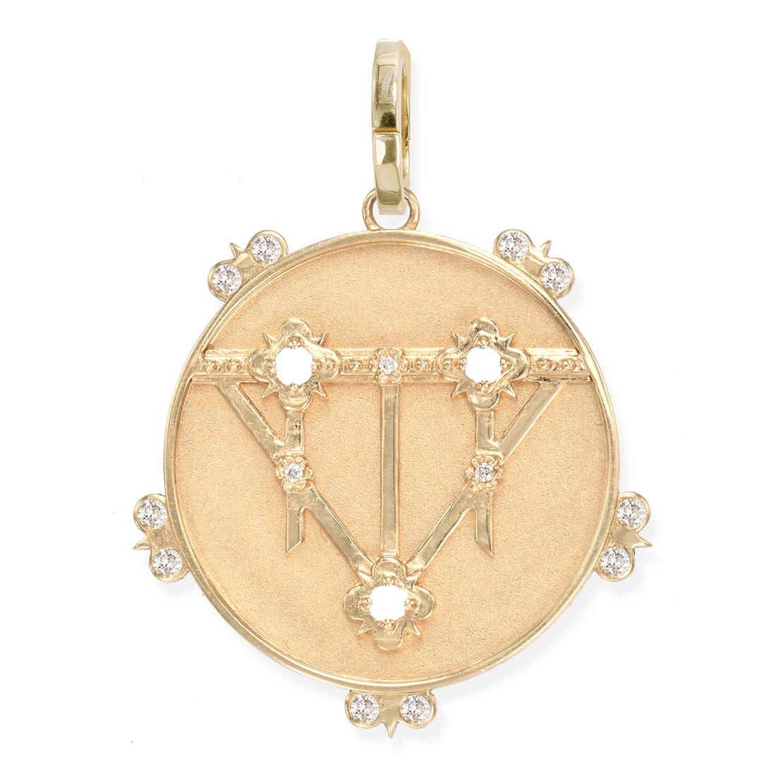Small Lace Shield Medallion With Florets - 3 Stones