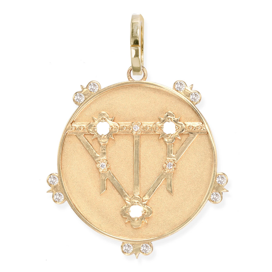 Small Lace Shield Medallion With Florets - 3 Stones