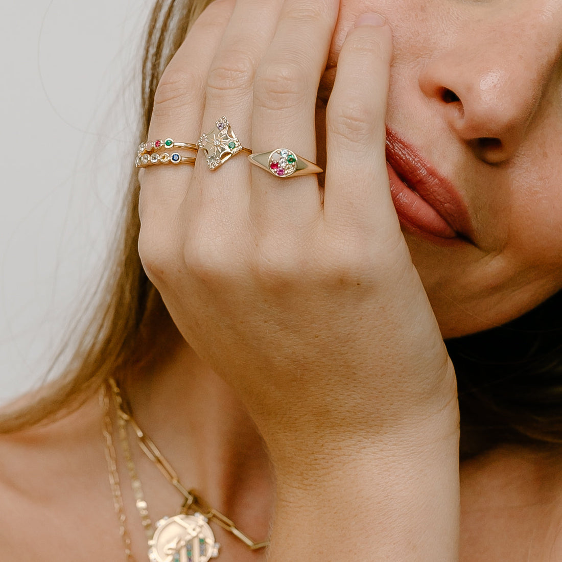 Harmony Gemstone Ring - "Love" Message - White Opal - 4 Stones