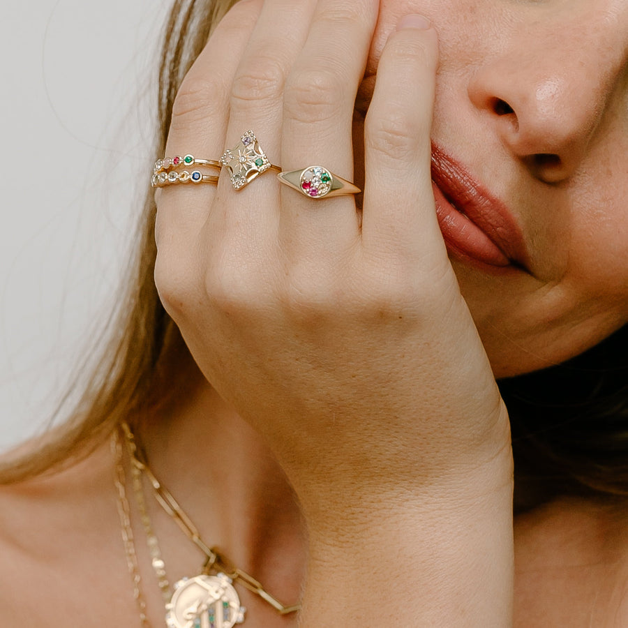 Harmony Gemstone Ring - "Love" Message - White Opal - 4 Stones