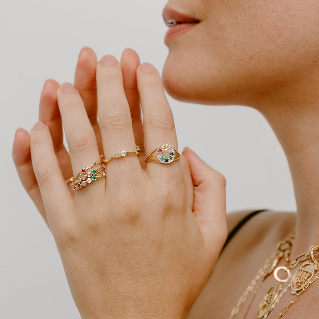 4 Stone "Love" Stack Ring