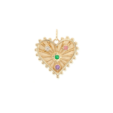 Small Beaded Radiant Heart Gemstone Medallion "Love"