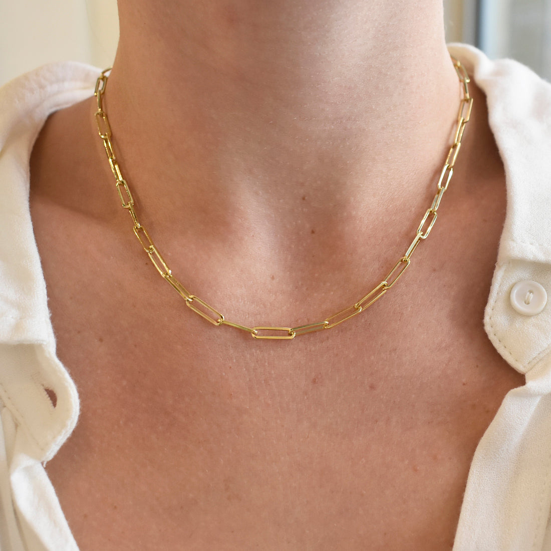Heavy Link Paperclip Chain Necklace