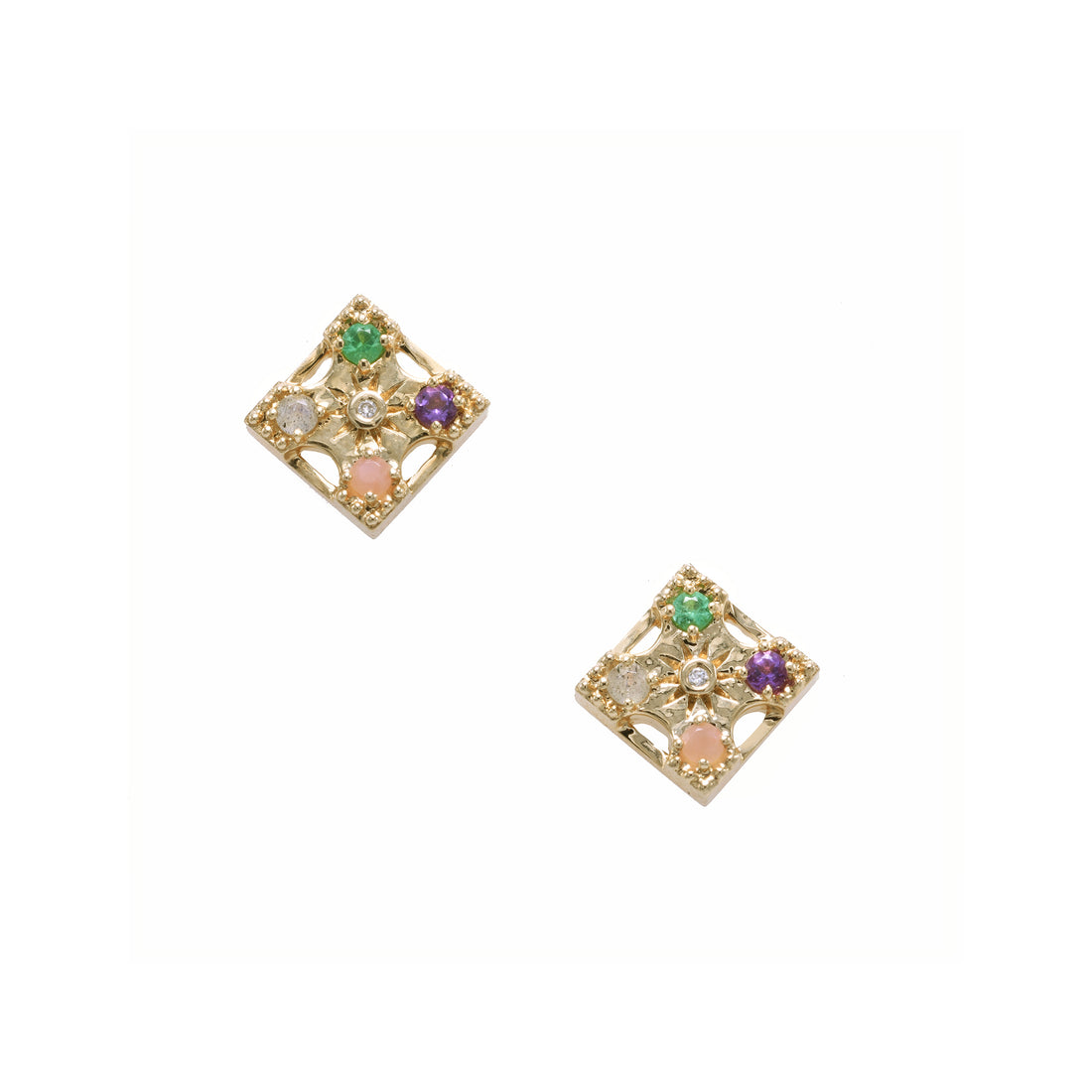 Petite (7mm) Harmony "LOVE" Gemstone Stud Earrings - 4 Stones