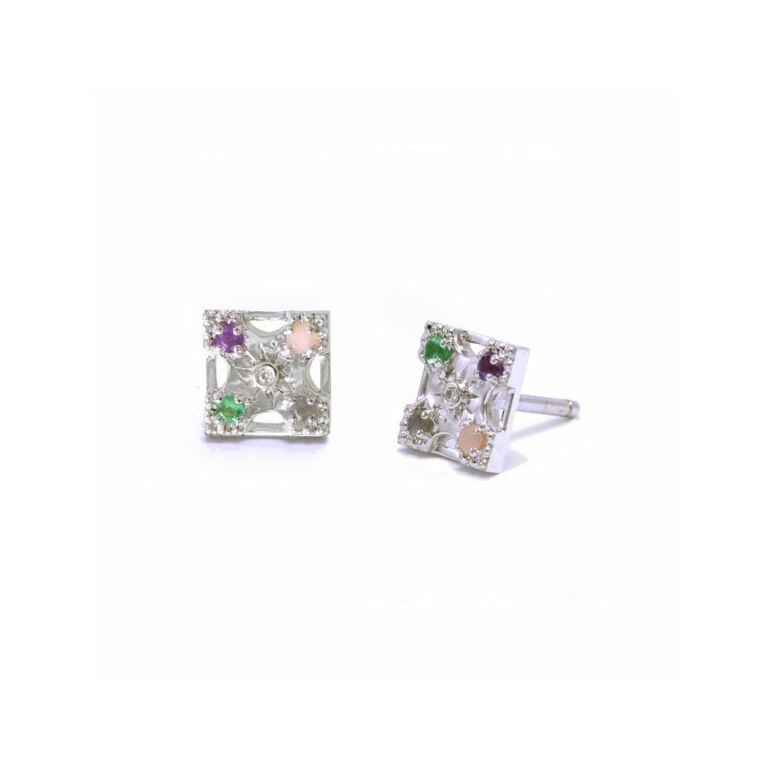 Petite (7mm) Harmony "LOVE" Gemstone Stud Earrings - 4 Stones