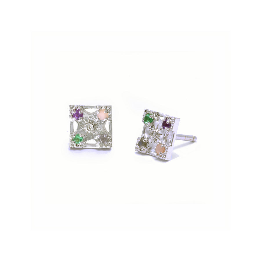 Petite (7mm) Harmony "LOVE" Gemstone Stud Earrings - 4 Stones