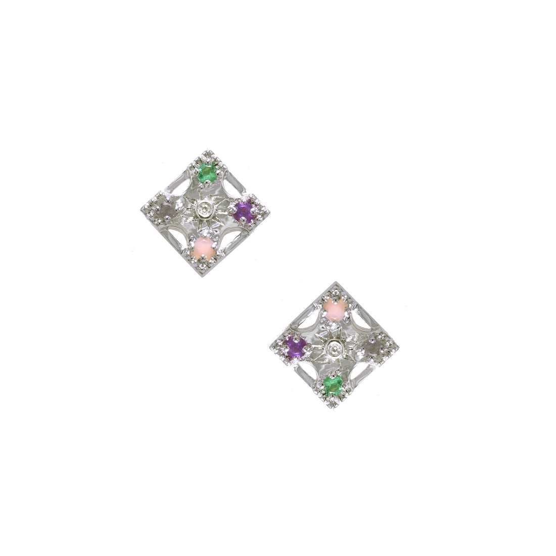 Petite Harmony "LOVE" Gemstone Stud Earrings - 4 Stones