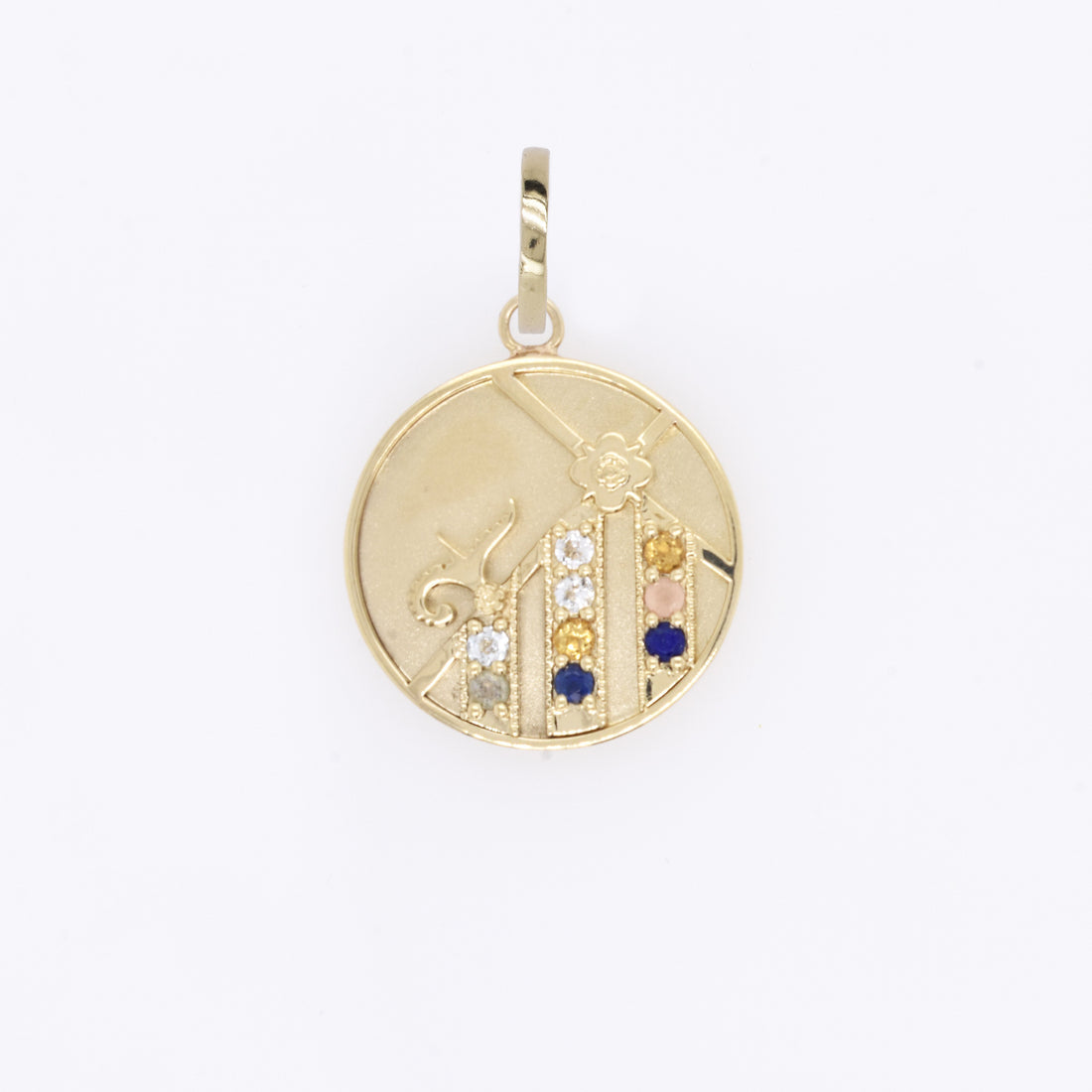 Small (18mm) Mountain Medallion - "Always You" Message - 9 Stones