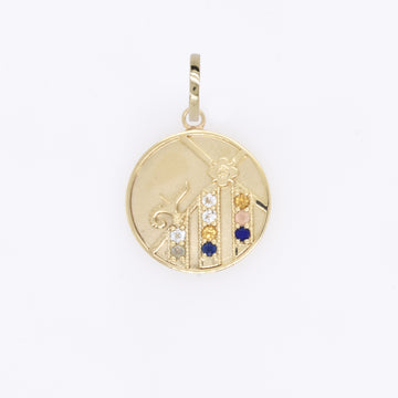 Small (18mm) Mountain Medallion - "Always You" Message - 9 Stones
