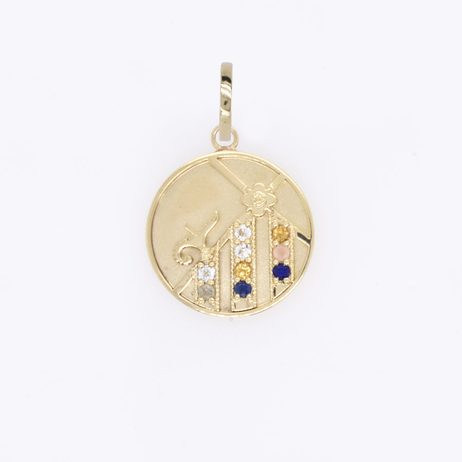 Small (18mm) Mountain Medallion - "Always You" Message - 9 Stones