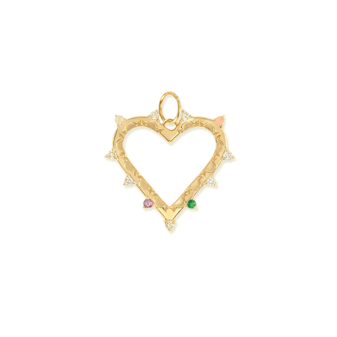 Small Open Heart Gemstone Medallion "Love"