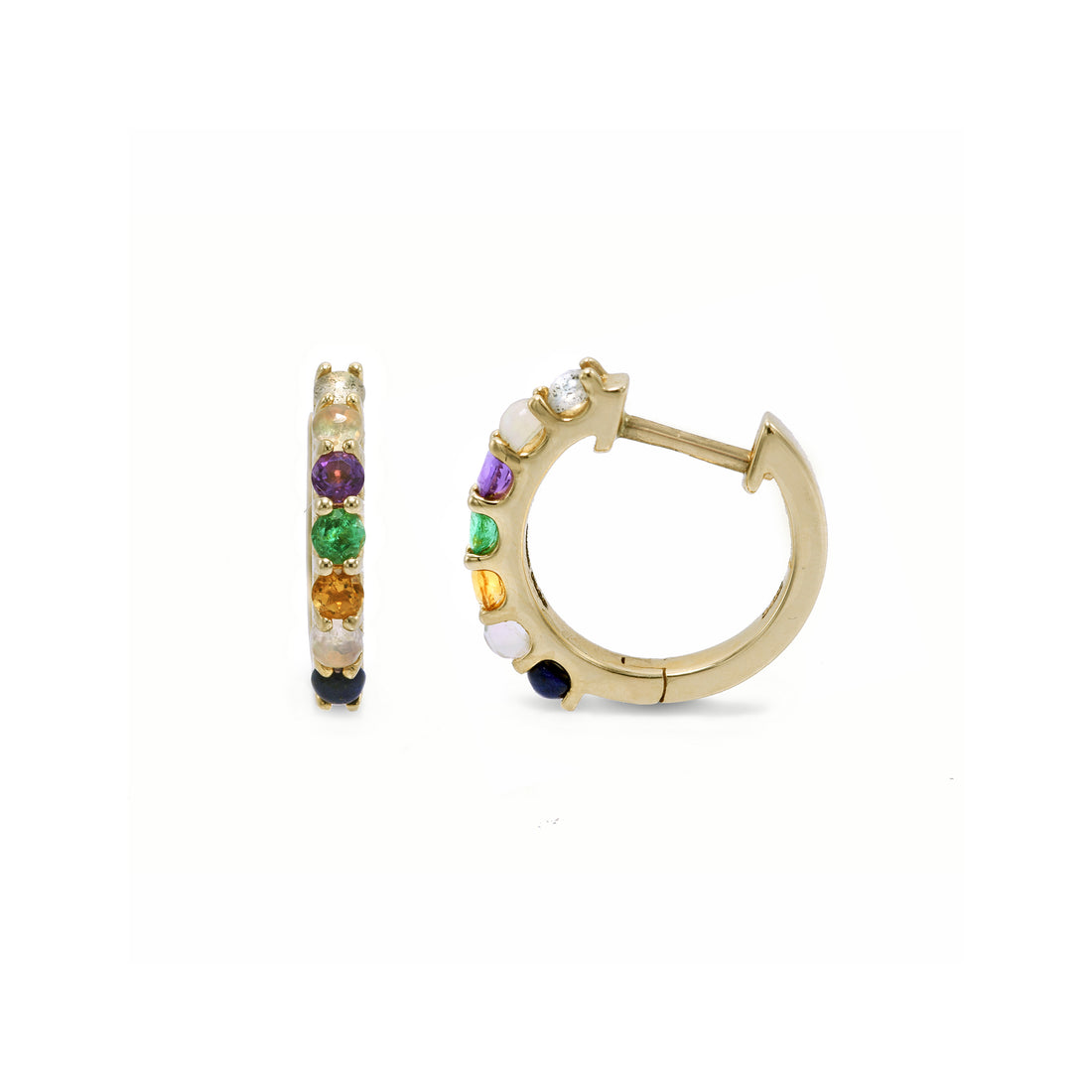 Petite (15mm) "Love You" Gemstone Huggies - 7 Stones