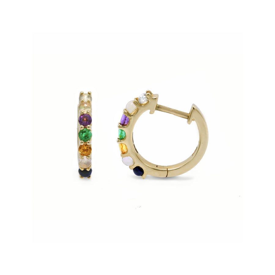 Petite (15mm) "Love You" Gemstone Huggies - 7 Stones