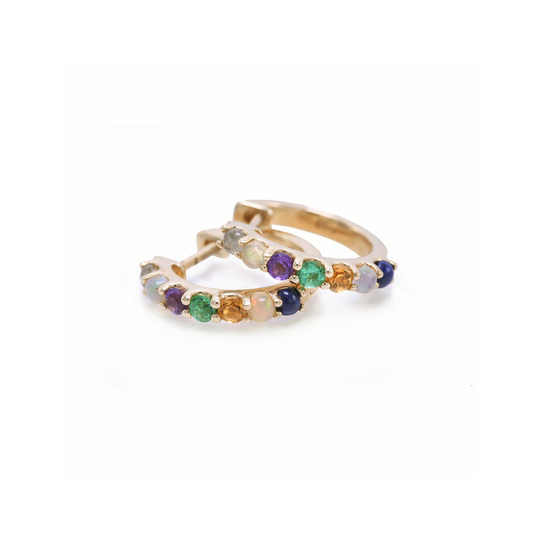Petite (15mm) "Love You" Gemstone Huggies - 7 Stones