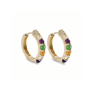 Petite (15mm) "Love You" Gemstone Huggies - 7 Stones