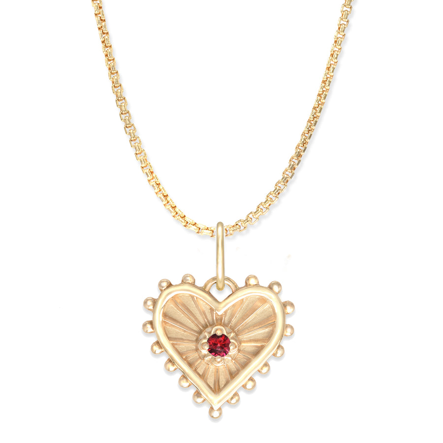 Mini (12mm) Beaded Radiant Heart Birthstone Medallion