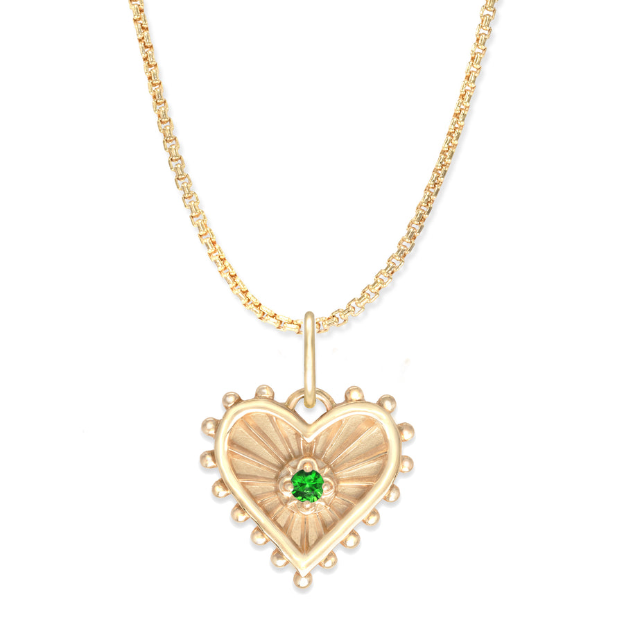 Mini (12mm) Beaded Radiant Heart Birthstone Medallion