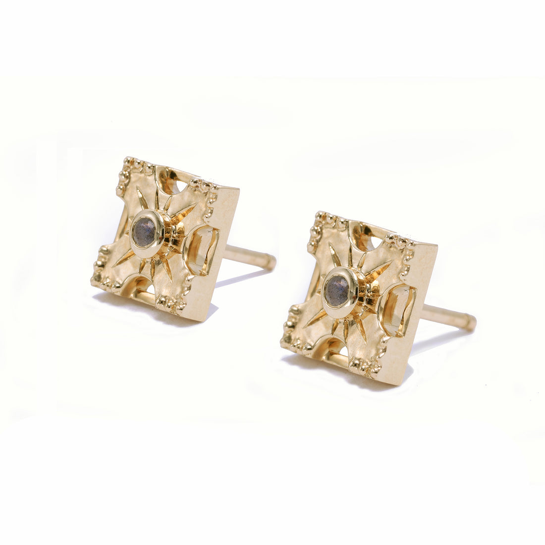 Aqua Green Stone Gold Earrrings Stud Collections Shop Online ER3888