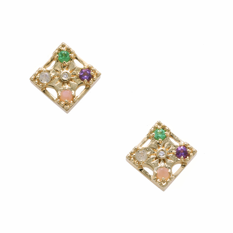 Harmony (9mm) "LOVE" Gemstone Stud Earrings - 4 Stones