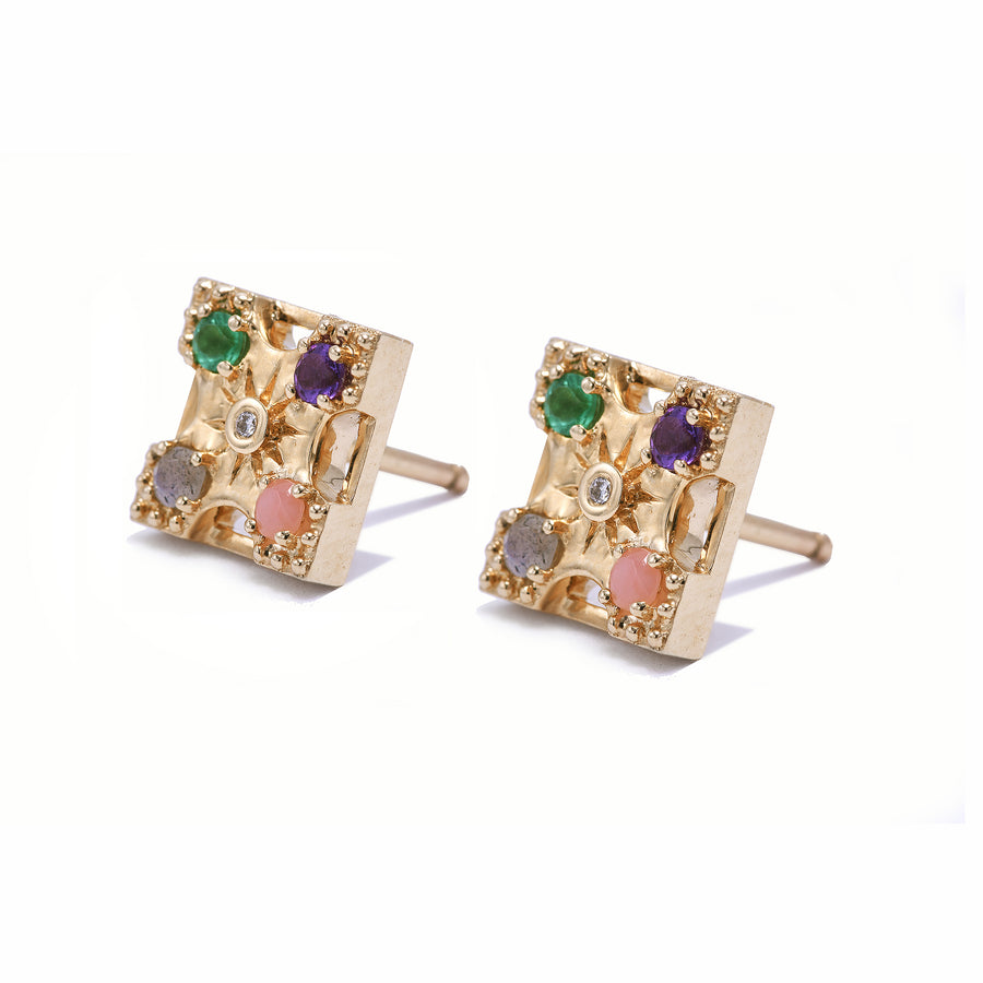 Harmony (9mm) "LOVE" Gemstone Stud Earrings - 4 Stones