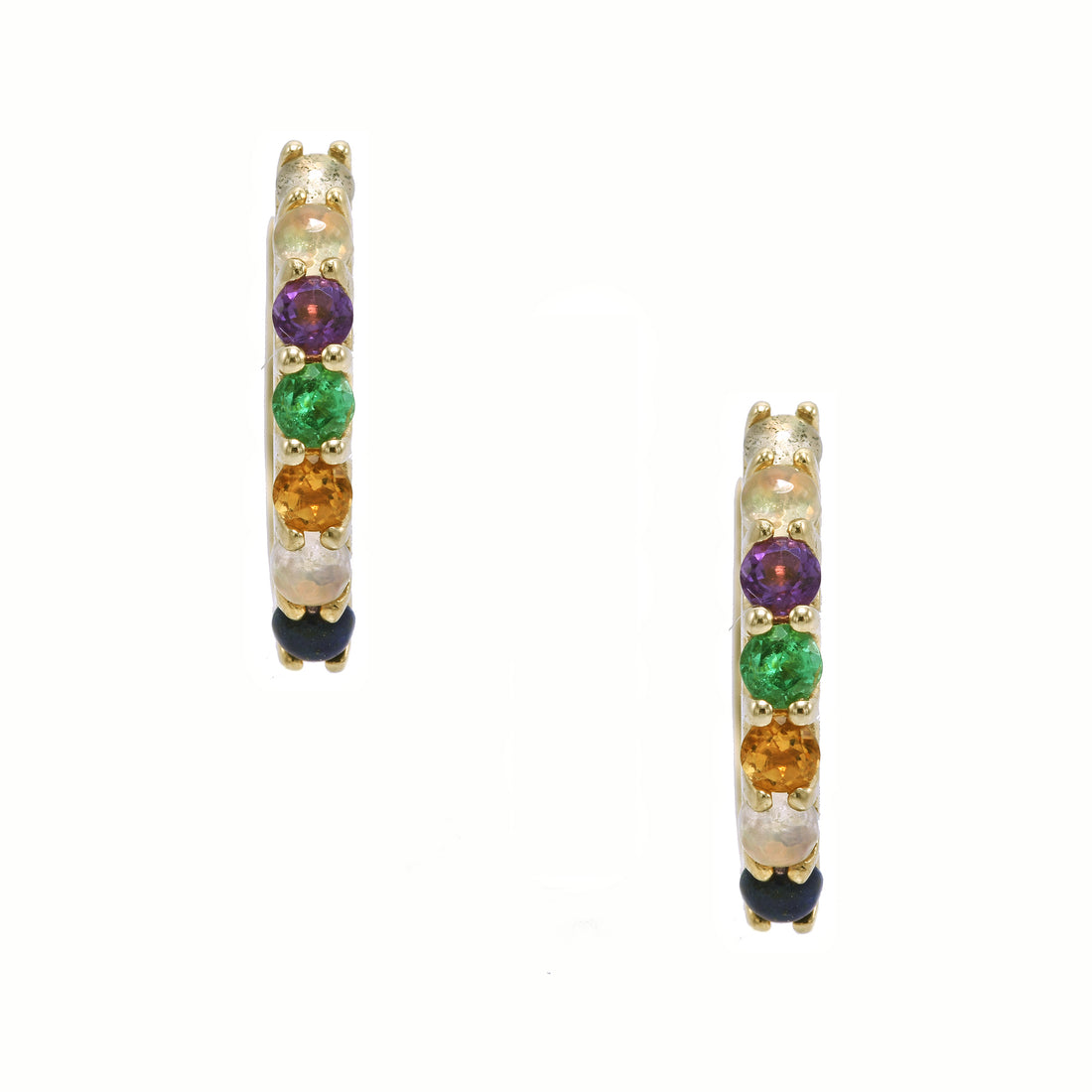 "Love You" (20mm) Gemstone Huggies - 7 Stones