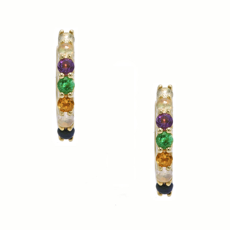"Love You" (20mm) Gemstone Huggies - 7 Stones