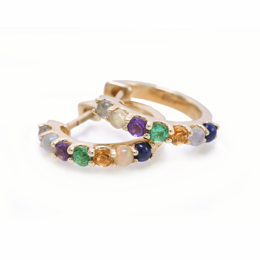 "Love You" (20mm) Gemstone Huggies - 7 Stones