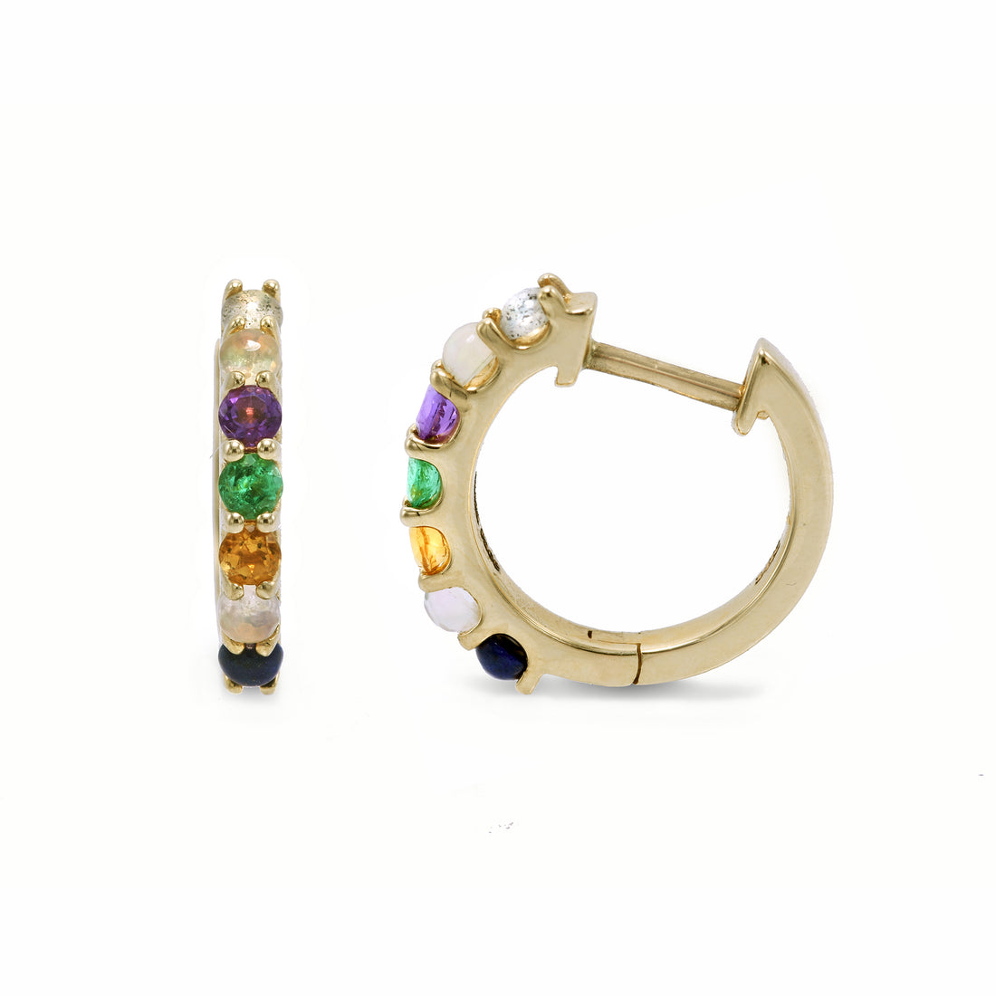"Love You" (20mm) Gemstone Huggies - 7 Stones