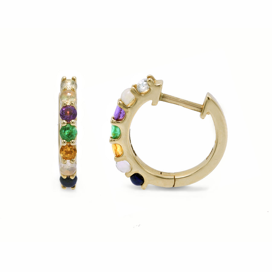 "Love You" (20mm) Gemstone Huggies - 7 Stones