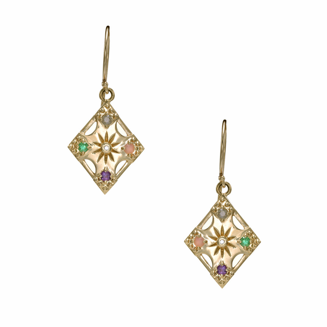 Harmony "LOVE" Gemstone Dangle Earrings - 4 Stones